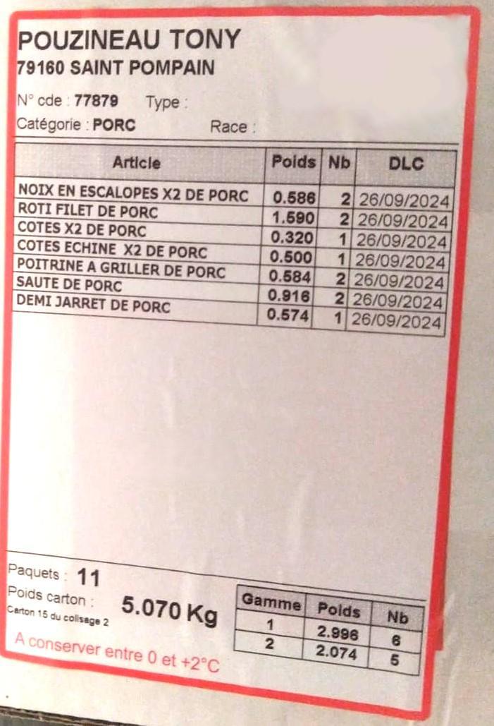 Colis de Cochon 5kg CLASSIQUE