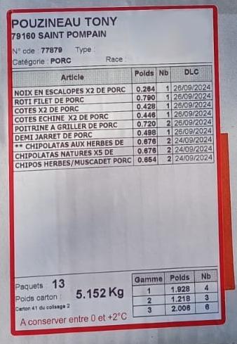 Colis de Cochon 5kg GRILLADES