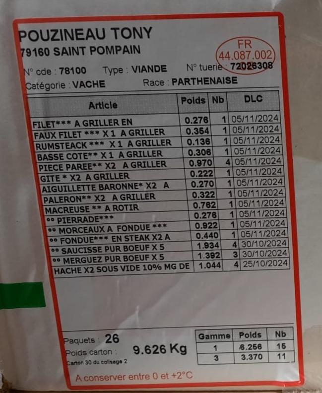 Colis de Vache 10kg GRILLADES